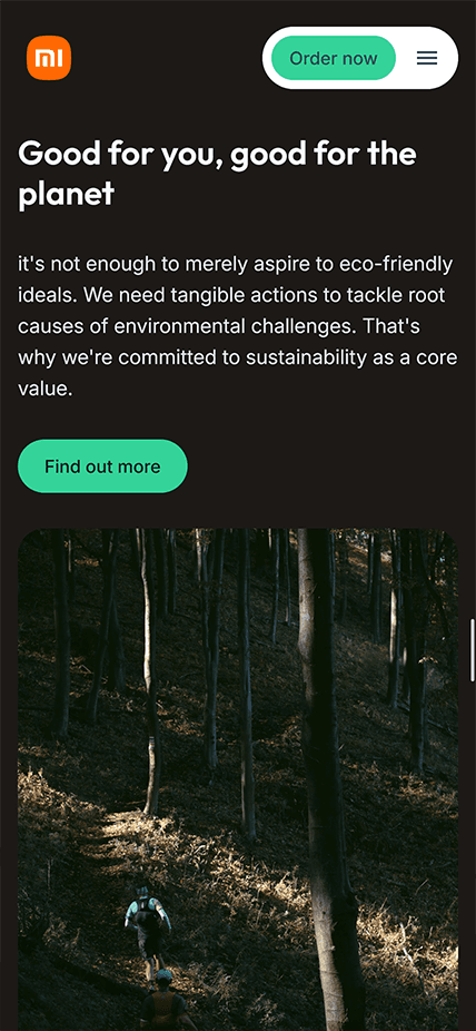 Mobile screenshot of the sustainability goals of Xiaomi.